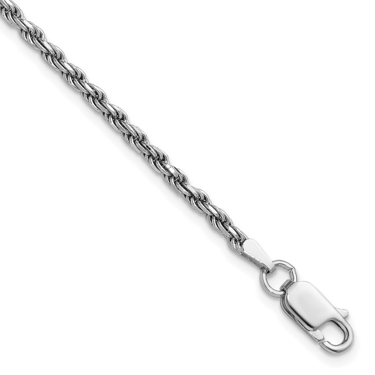 Sterling Silver Rhodium-plated 2.25mm Diamond-cut Rope Chain - QD-B0CA603B-2142