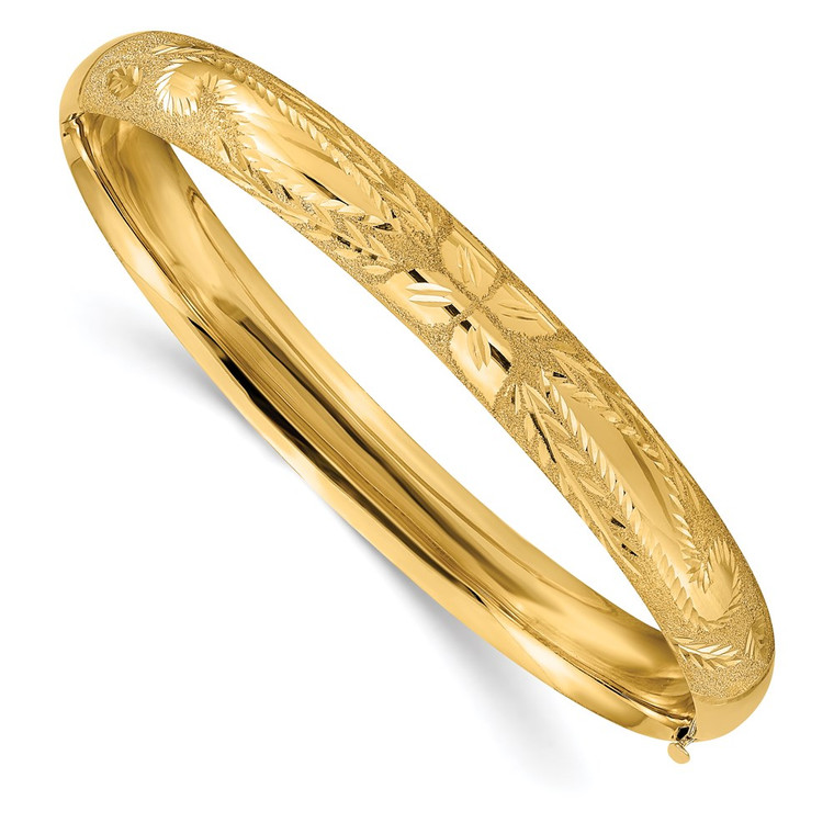 14k 5/16 Oversized Laser-Cut 8.00mm Hinged Oval Bangle Bracelet