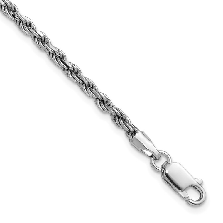 Sterling Silver Rhodium-plated 2.75mm Diamond-cut Rope Chain - QD-C4D88AB8-9020