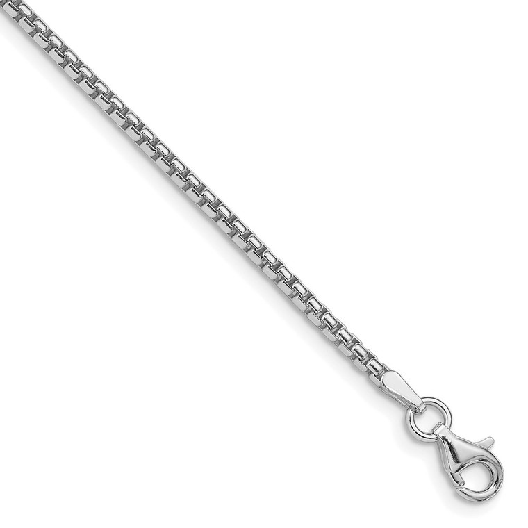 Sterling Silver Rhodium-plated 2mm Round Box Chain - QH-EBE2E8B9-9797