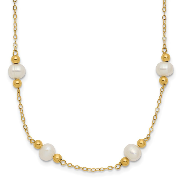 14k 5-6mm White Near-Round Freshwater Cultured Pearl Beaded 12-Station 18 inch Necklace