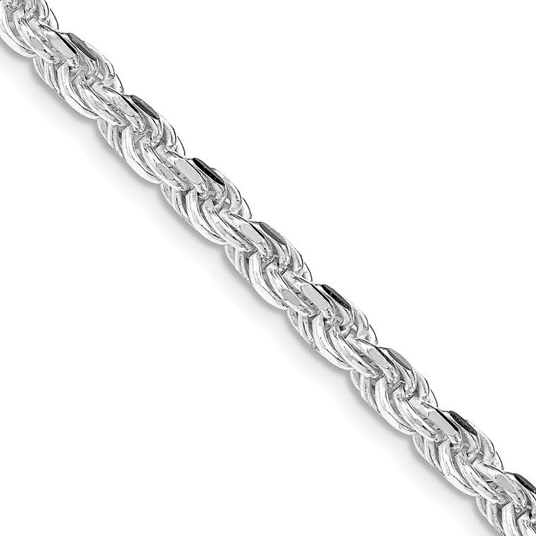 Sterling Silver Rhodium-plated 4.25mm Diamond-cut Rope Chain - QD-7EB55A8A-2015