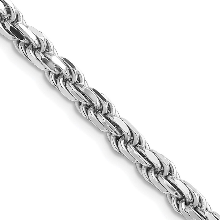 Sterling Silver Rhodium-plated 4.6mm Diamond-cut Rope Chain - QD-B85008A9-3012