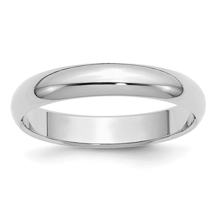 Sterling Silver Rhodium-plated 4mm Half-Round Size 9.5 Band