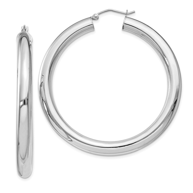 Sterling Silver Rhodium-plated 5mm Round Hoop Earrings - QE-13E7C15C-4720