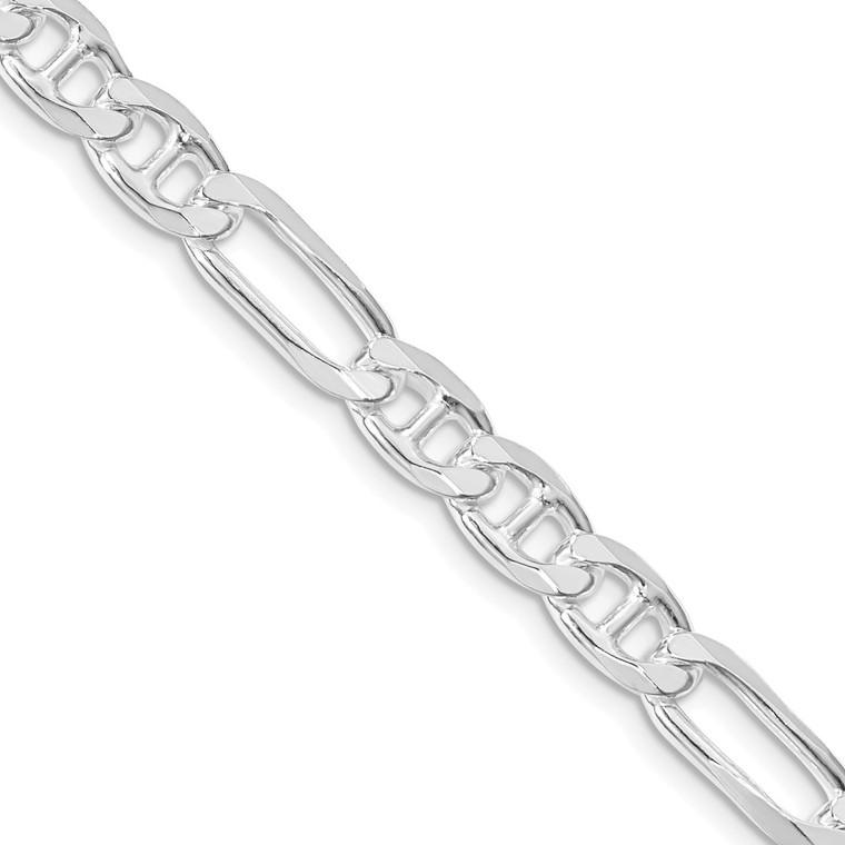 Sterling Silver Rhodium-plated 6.5mm Figaro Anchor Chain - QA-7EA369AD-7262