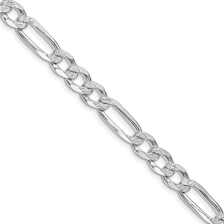 Sterling Silver Rhodium-plated 6.75mm Pav‚ Flat Figaro Chain - QF-53A998E9-4434