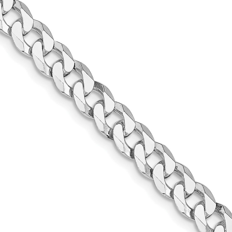 Sterling Silver Rhodium-plated 6mm Beveled Curb Chain - QF-29D4791B-7396