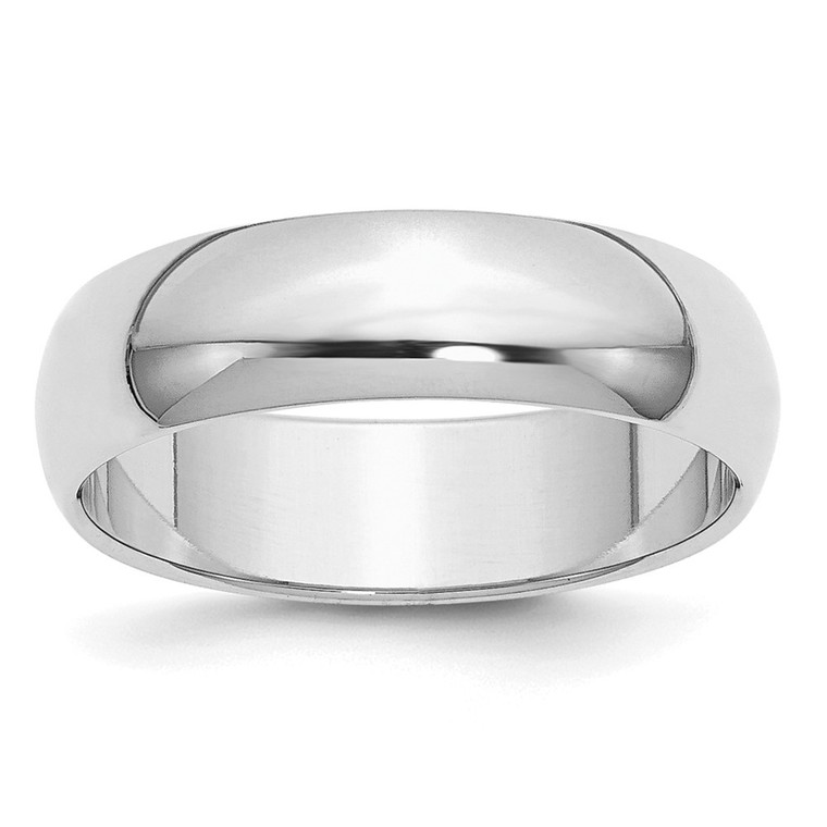 Sterling Silver Rhodium-plated 6mm Half-Round Size 9 Band