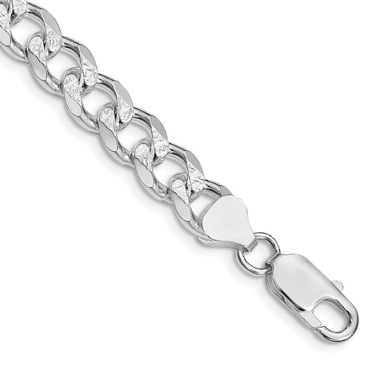 Sterling Silver Rhodium-plated 8.3mm Pav‚ Curb Chain - QC-14E5458E-4496