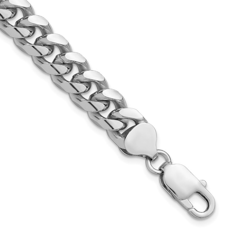 Sterling Silver Rhodium-plated 8.5mm Domed w/ Side D/C Curb Chain - QR-EC33E6FD-1166