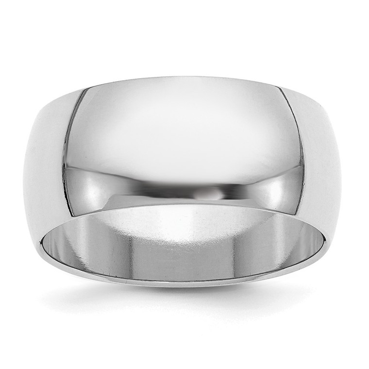 Sterling Silver Rhodium-plated 9mm Half-Round Size 9 Band