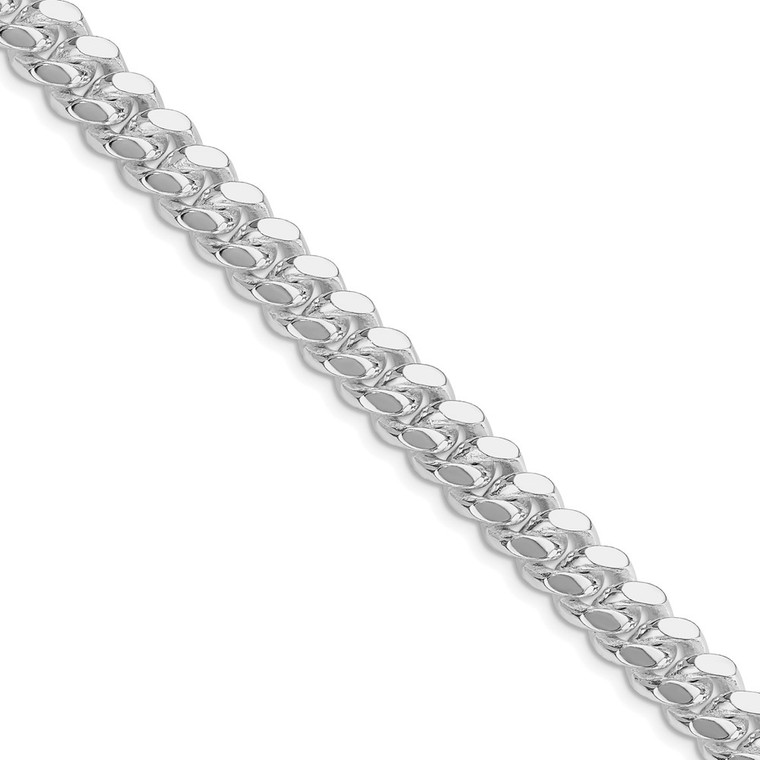 Sterling Silver Rhodium-plated 9mm Polished Domed Curb Chain - QD-2B35B8C1-4804