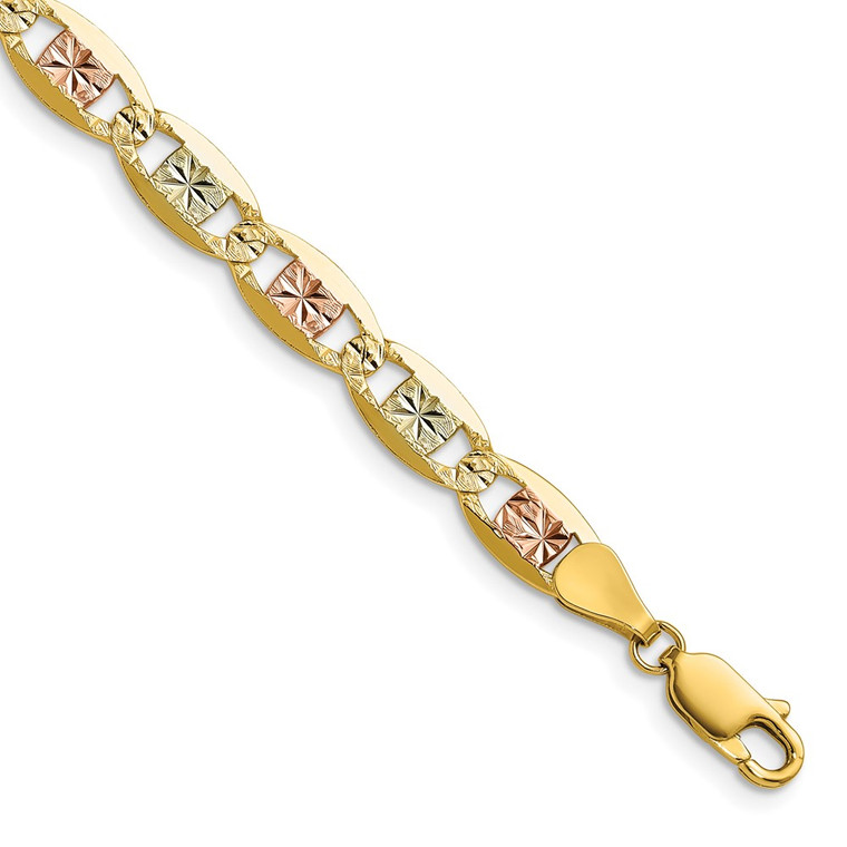 14k 6.1mm Tri-color Gold Pav‚ Valentino Chain - PV-3911BF20-5459