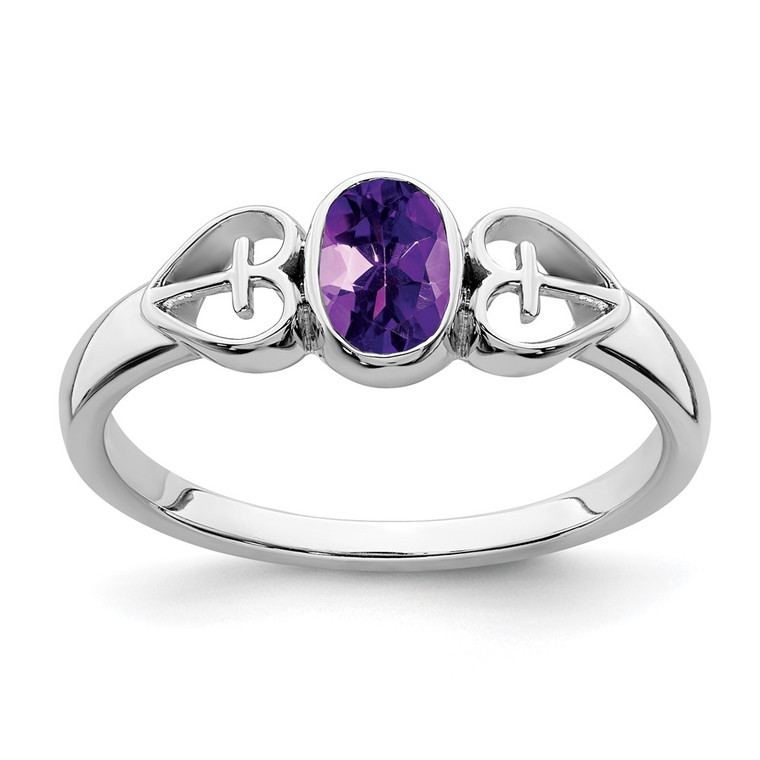 Sterling Silver Rhodium-plated Amethyst Ring - RM-8B26593C-7594