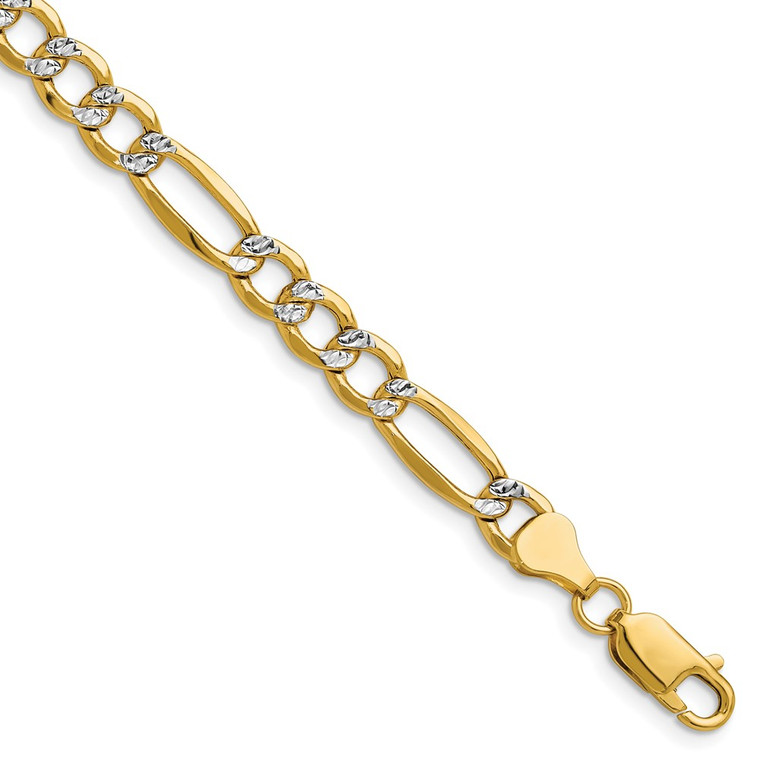 14k 6.5mm Semi-solid with Rhodium Pav‚ Figaro Chain - PW-152AA99F-7000