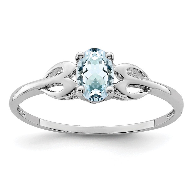 Sterling Silver Rhodium-plated Aquamarine Ring - QB-D96480E9-1106