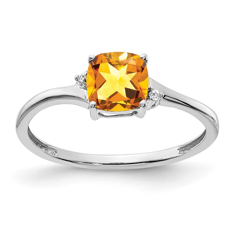 Sterling Silver Rhodium-plated Citrine and Diamond Ring - RM-C38941A4-8057