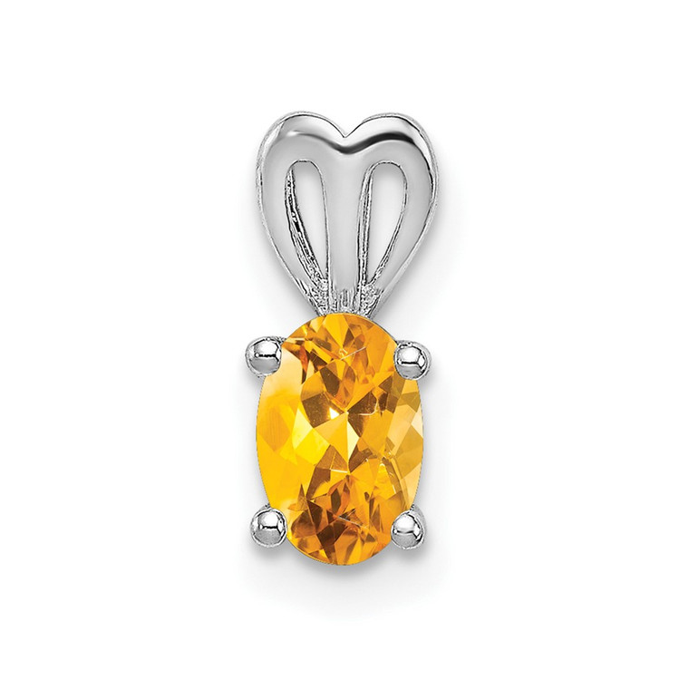 Sterling Silver Rhodium-plated Citrine Pendant - QB-A7B10ACB-7930