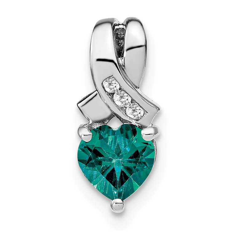 Sterling Silver Rhodium-plated Created Alexandrite/Diamond Pendant