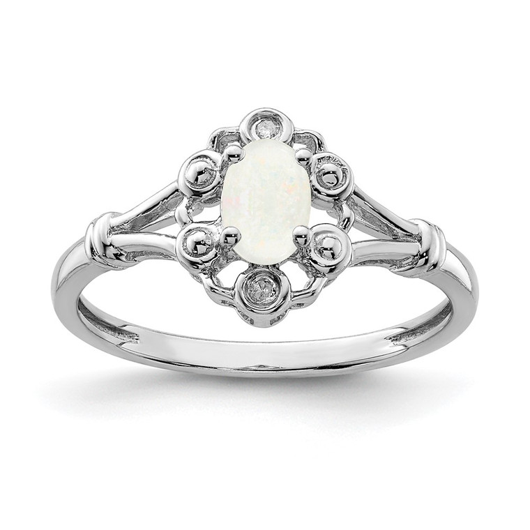 Sterling Silver Rhodium-plated Created Opal & Diam. Ring - QB-037A3E75-4648