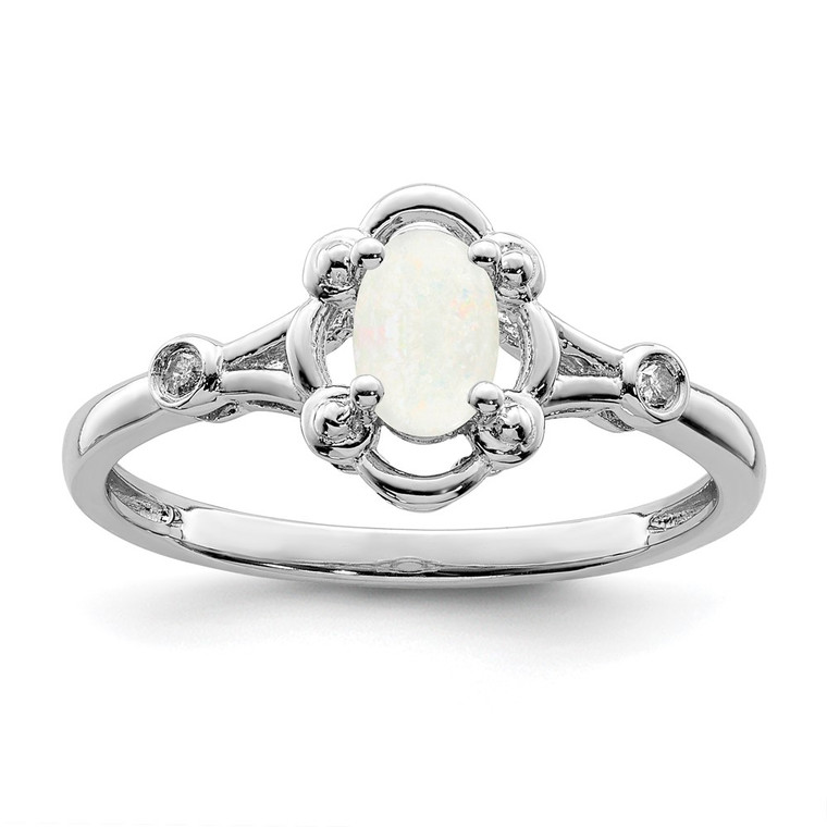 Sterling Silver Rhodium-plated Created Opal & Diam. Ring - QB-3310F84E-8997