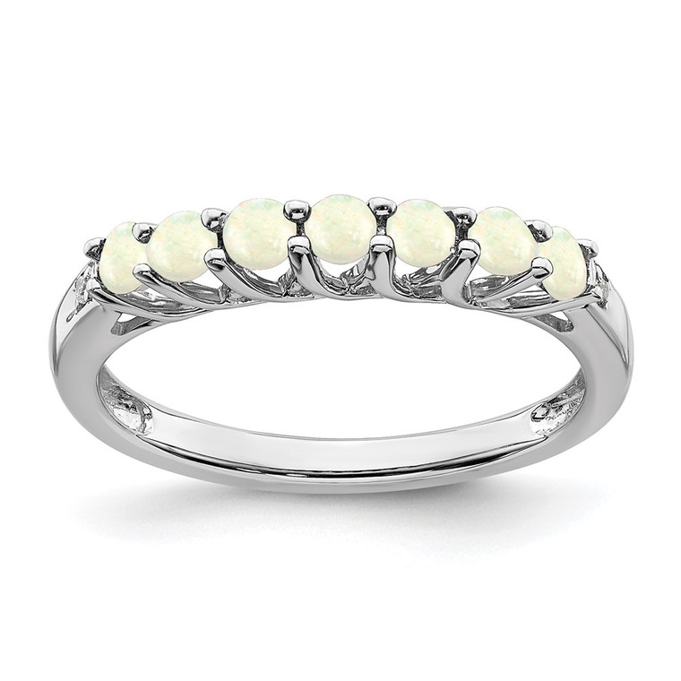 Sterling Silver Rhodium-plated Created Opal and Diamond Ring - RM-1B12E054-1229