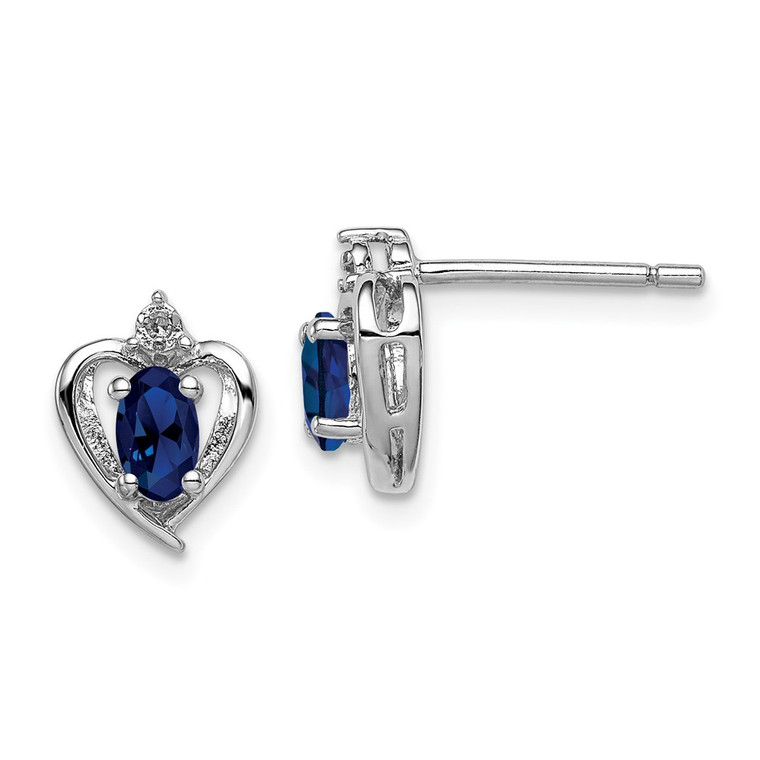 Sterling Silver Rhodium-plated Created Sapphire & Diam. Earrings - QB-28EA6171-8164