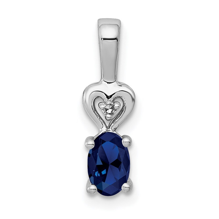 Sterling Silver Rhodium-plated Created Sapphire & Diam. Pendant - QB-F3264964-5169