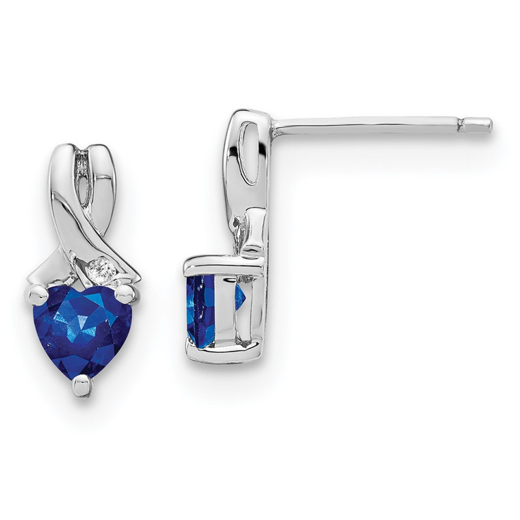 Sterling Silver Rhodium-plated Created Sapphire and Diamond Earrings - EM-B6FEF6DD-5700
