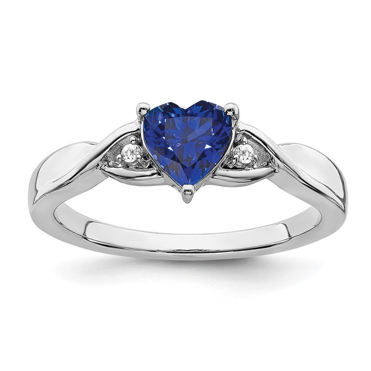 Sterling Silver Rhodium-plated Created Sapphire and Diamond Ring - RM-AD7A51FB-5855