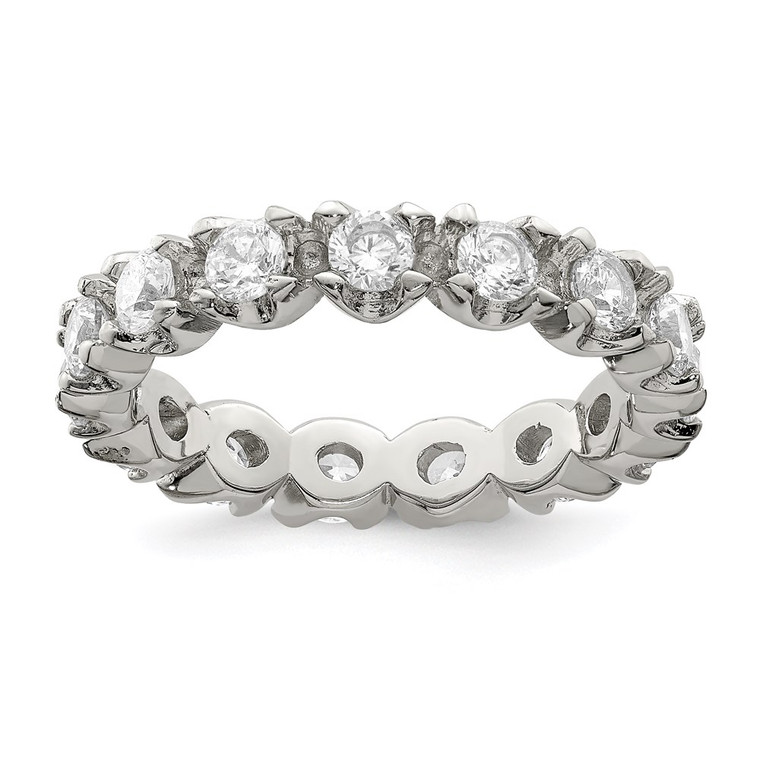 Sterling Silver Rhodium-plated CZ Eternity Ring - QR-A0B83571-8487