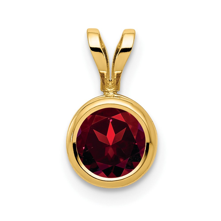 14k 6mm Garnet bezel pendant