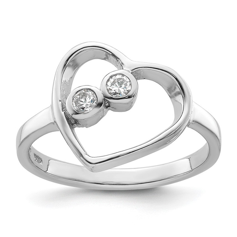 Sterling Silver Rhodium-plated CZ Open Heart Ring - QR-07016502-4869