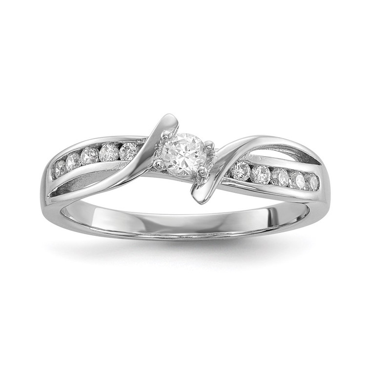 Sterling Silver Rhodium-plated CZ Ring - QR-FD9F9A21-8646