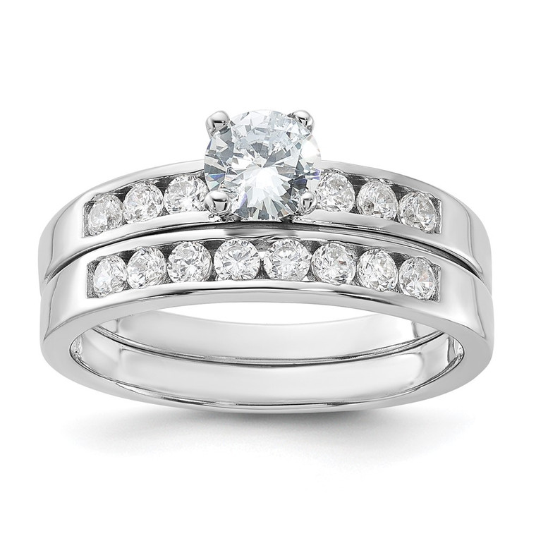 Sterling Silver Rhodium-plated CZ Ring Set - QR-0C44B3F5-1520