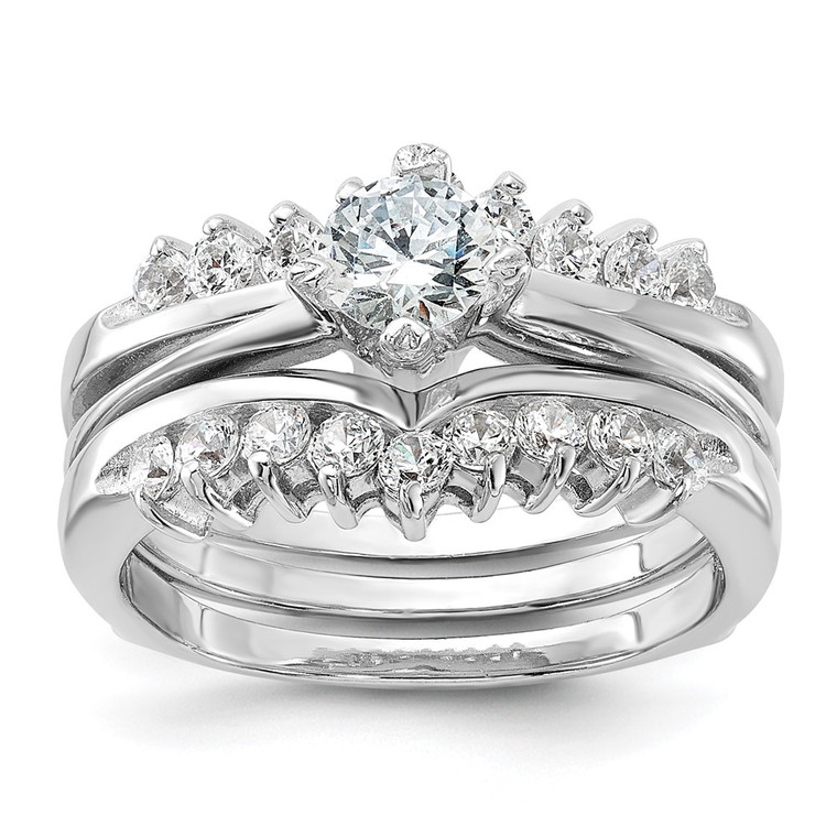 Sterling Silver Rhodium-plated CZ Ring Set - QR-5E5B8E86-7529