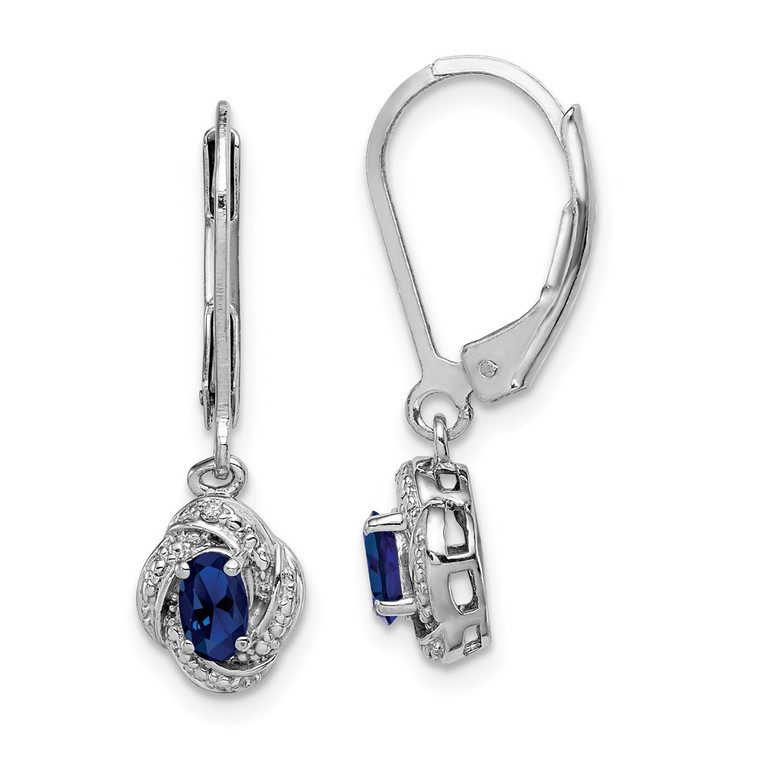 Sterling Silver Rhodium-plated Diam. & Created Sapphire Earrings - QB-3FB99F27-7513