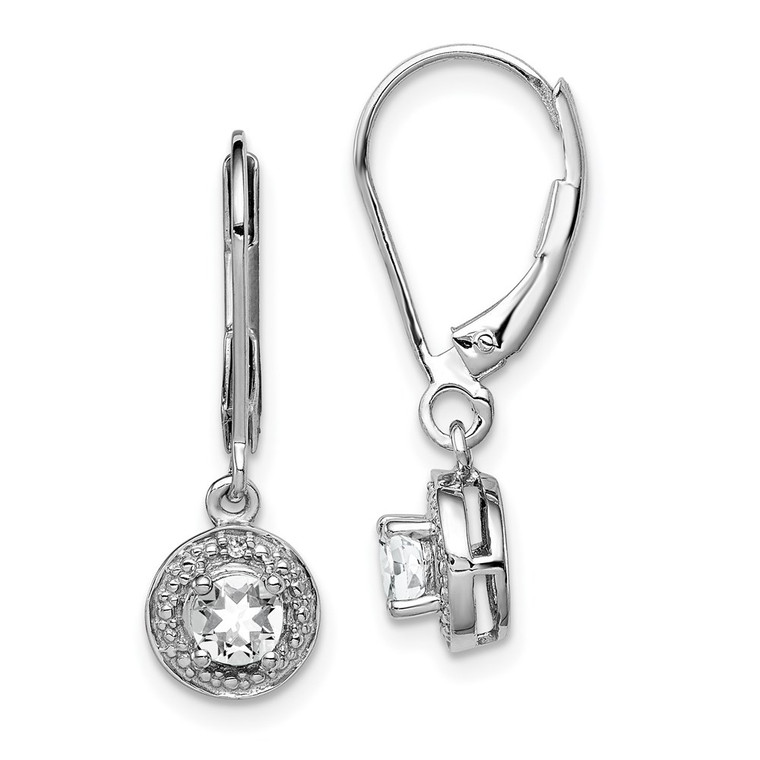 Sterling Silver Rhodium-plated Diam. & White Topaz Earrings - QB-136F6054-3607