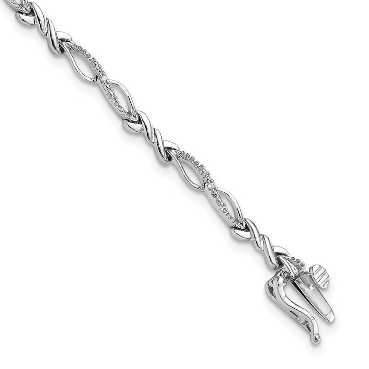 Sterling Silver Rhodium-plated Diam. Bracelet - QD-66BDF3EA-8666