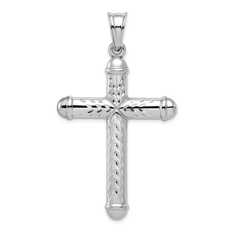 Sterling Silver Rhodium-plated Diamond -Cut Reversible Cross Pendant - QC-FAC98623-1285