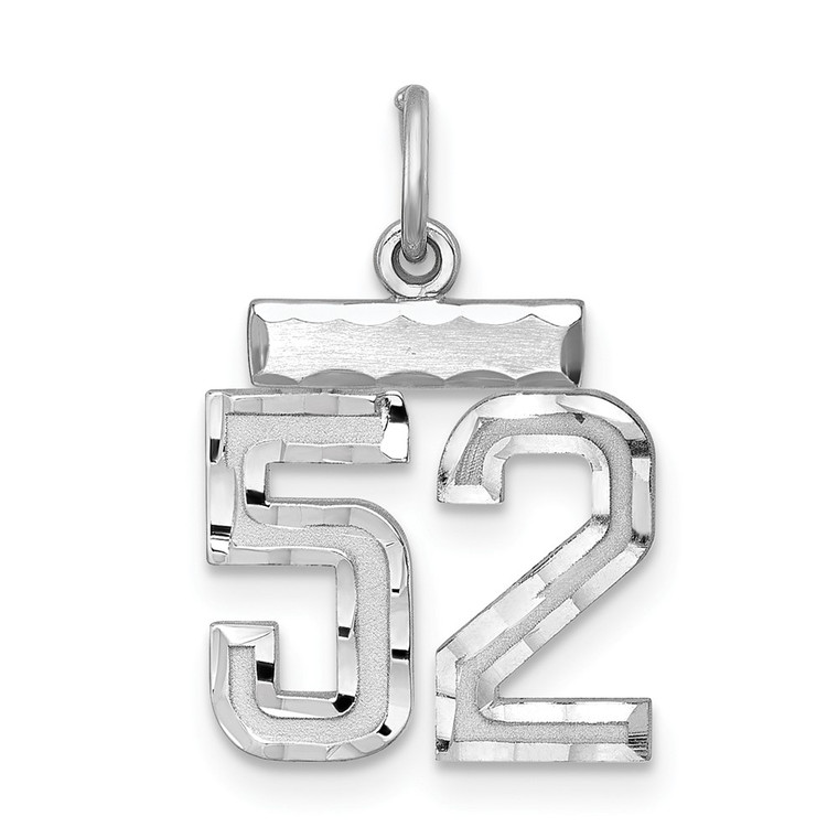 Sterling Silver Rhodium-plated Diamond-cut #52 Charm