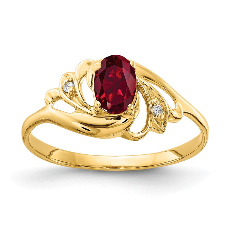 14k 6x4mm Oval Created Ruby AA Diamond ring - X9-83DF1CCC-9840
