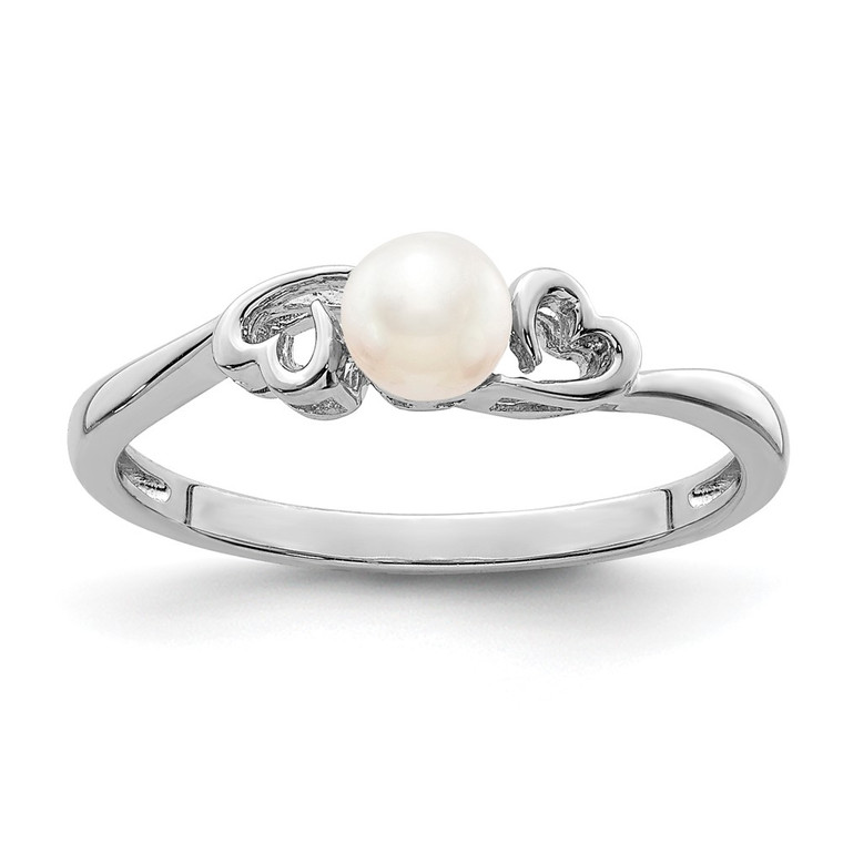 Sterling Silver Rhodium-plated FW Cultured Pearl Ring - QB-2D7E7A87-7375