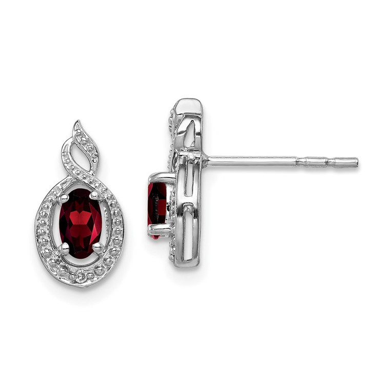 Sterling Silver Rhodium-plated Garnet & Diam. Earrings - QB-CE85B410-8682