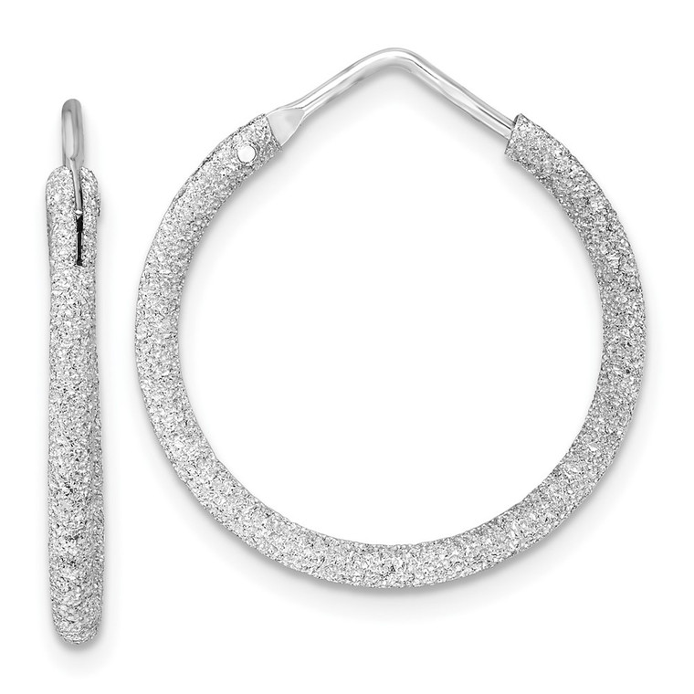 Sterling Silver Rhodium-plated Laser Cut 2mm Endless Hoop Earrings - QE-0633C3EA-8979