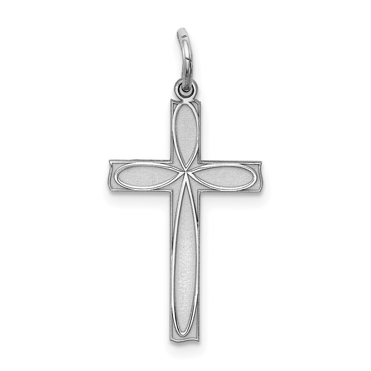 Sterling Silver Rhodium-plated Laser Designed Cross Pendant - QX-F0F8EF59-7732