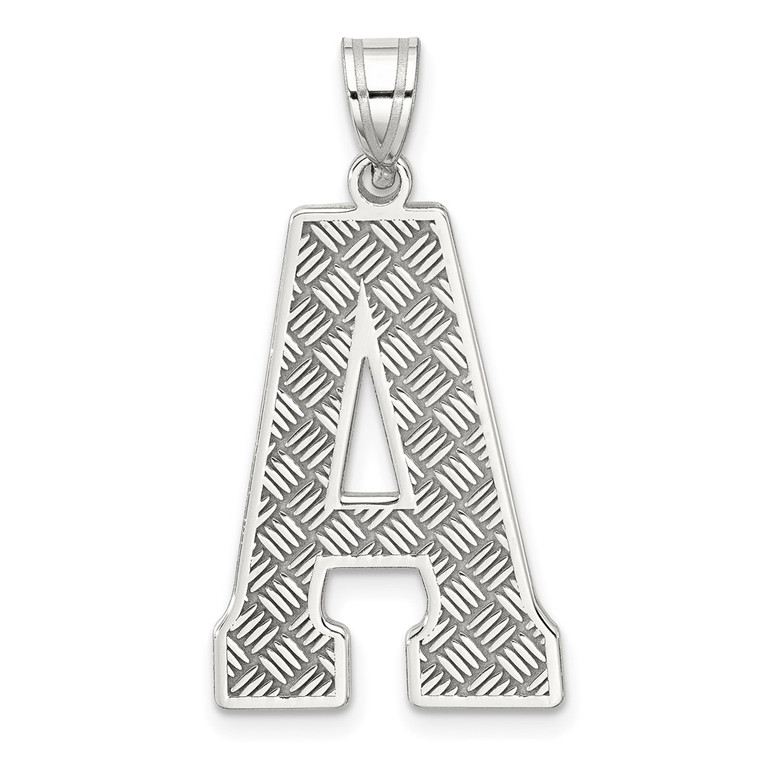 Sterling Silver Rhodium-plated Letter A Initial Pendant - QC-5C041A93-2997