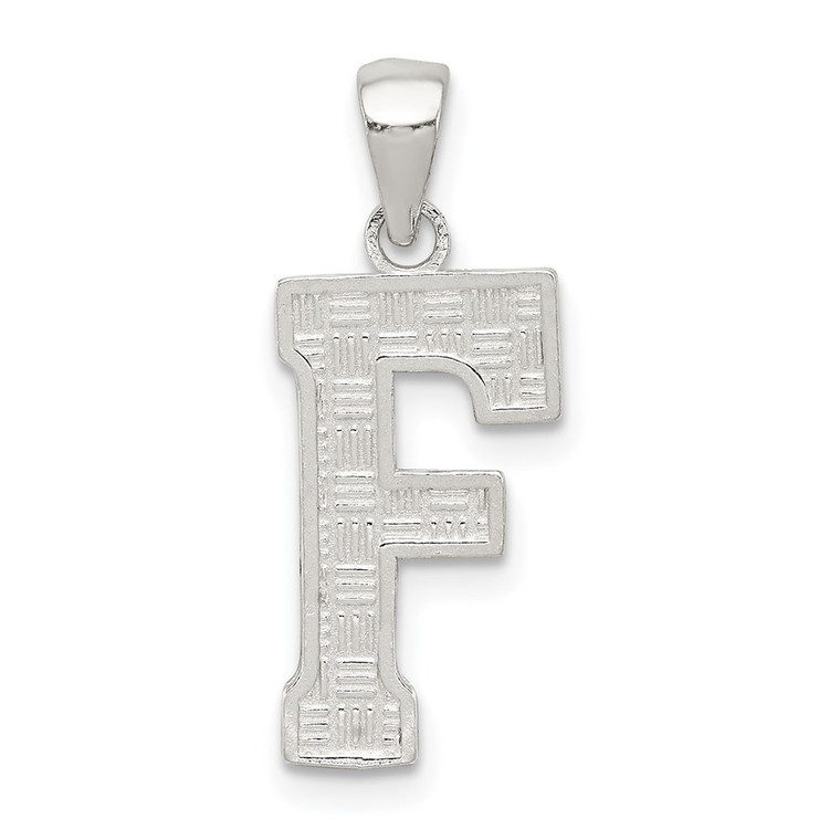 Sterling Silver Rhodium-plated Letter F Initial Pendant - QC-7935B96B-8771