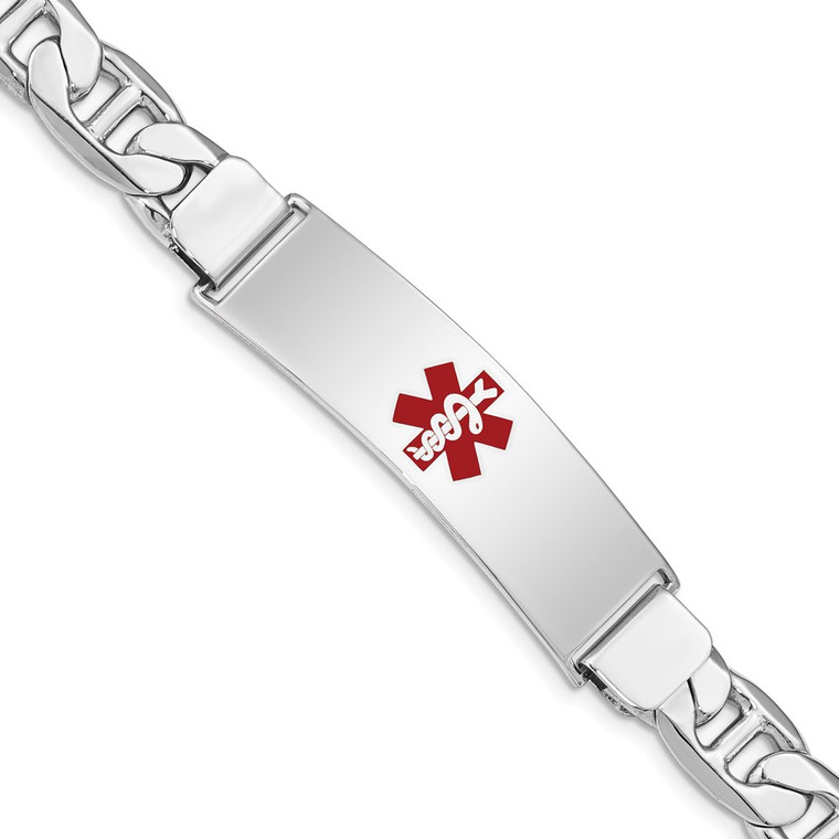 Sterling Silver Rhodium-plated Medical ID Anchor Link Bracelet - XS-10D6D717-7110